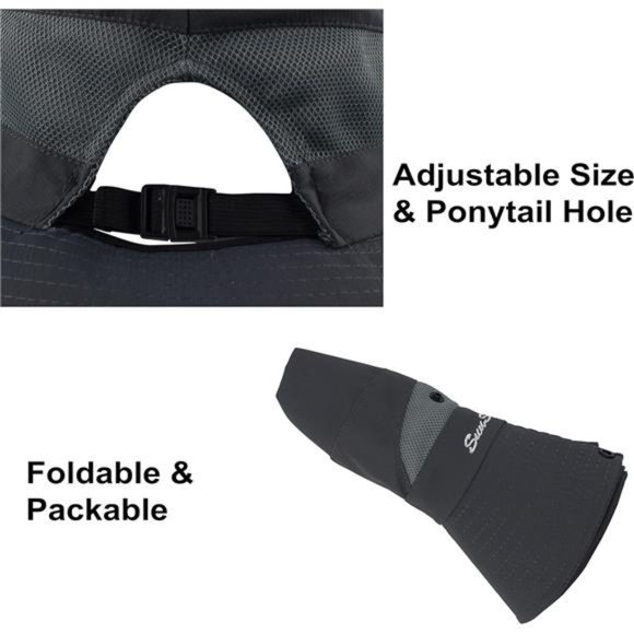 Womens Summer SunHat Wide Brim Outdoor UV Protection Hat Foldable PonytailBucket - Picture 4 of 7